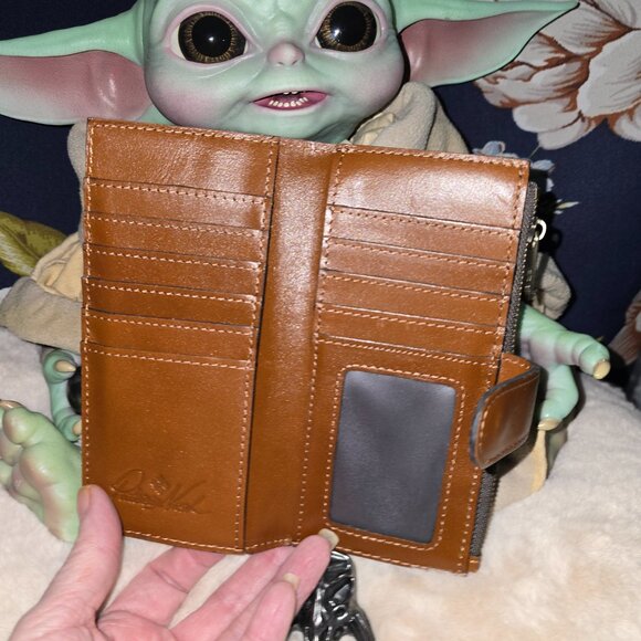 Patricia Nash Italian Leather Watercolor Butterfly Curry Tote & Fossil Wallet - Picture 16 of 16